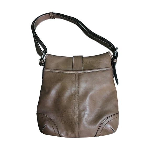 Bellrose Retro Flap Over Buckle Snap  Brown Leather Shoulder Bag - Picture 2 of 5